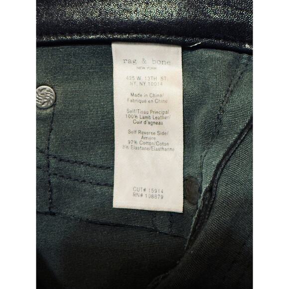 rag & bone / JEAN Washed Black Lamb Leather Skinny Pants – Size 24 - Picture 6 of 8